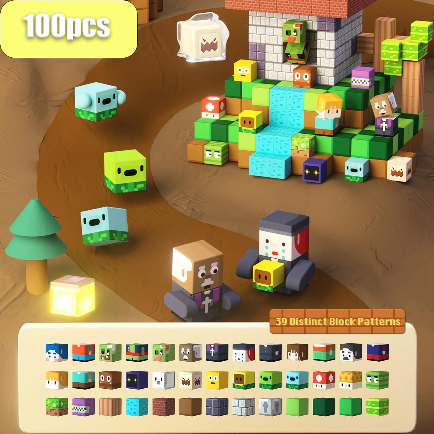Magnetic Building Blocks Mine World Magnet Pink Girly Heart Blossom Cave Plant Zombies Cubes Set Brick Cube Toys Children Gifts