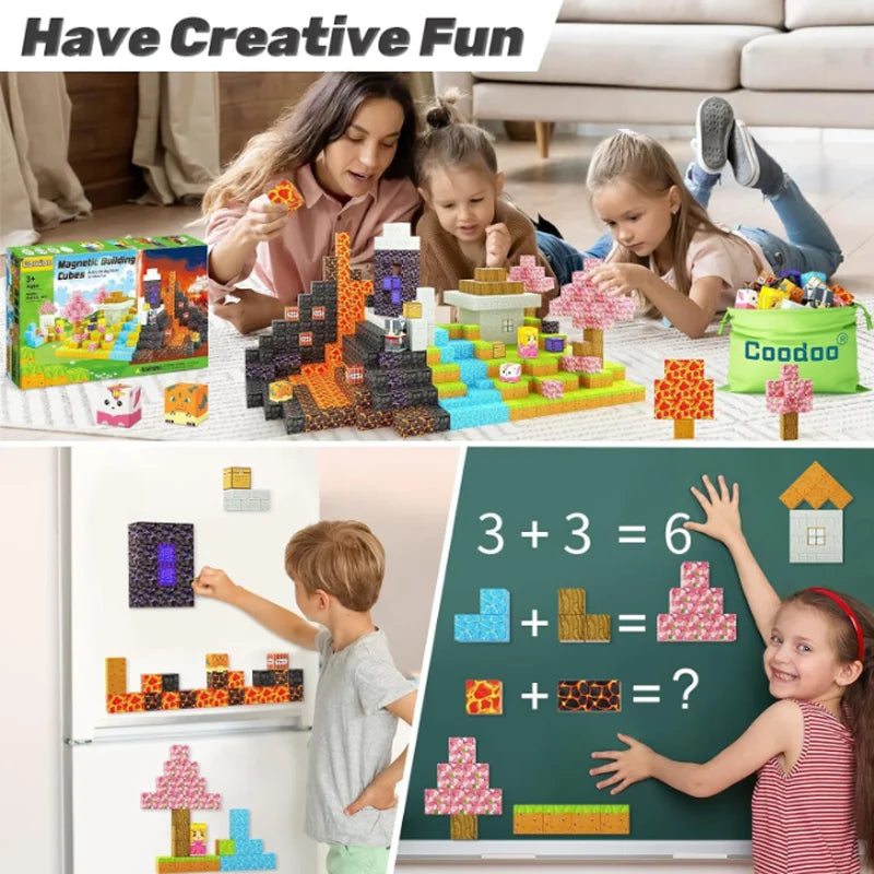 50-400pcs Mine Magnetic Building Block World Magnet Cube Set for Boys Girls Kid DIY Model Children Sensory Toy Christmas Gift
