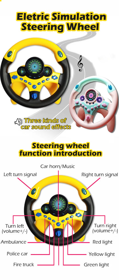 Infant Shining Eletric Simulation Steering Wheel Toy with Light Sound Kids Early Educational Stroller Steering Wheel Vocal Toys