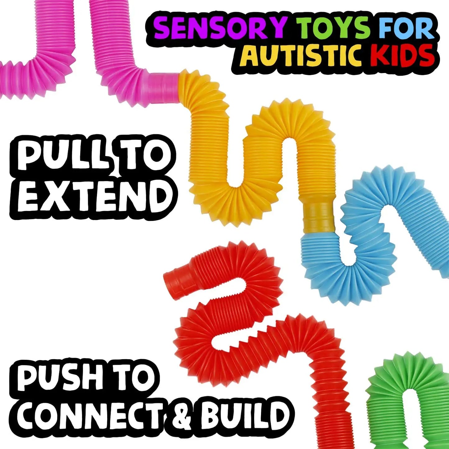 4 Pack Mini Pop Tube Sensory Fidget Toy Colorful Heavy-Duty  for Construction Building Educational Toys for Stress Autism ADHD