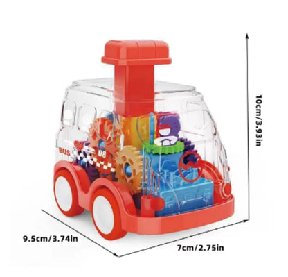 Baby Toy Cartoon Press Gear Car Toy Lnertia Pull-back Transparent Car Inertia Rebound Car Birthday Gifts for Kids Boys and Girls