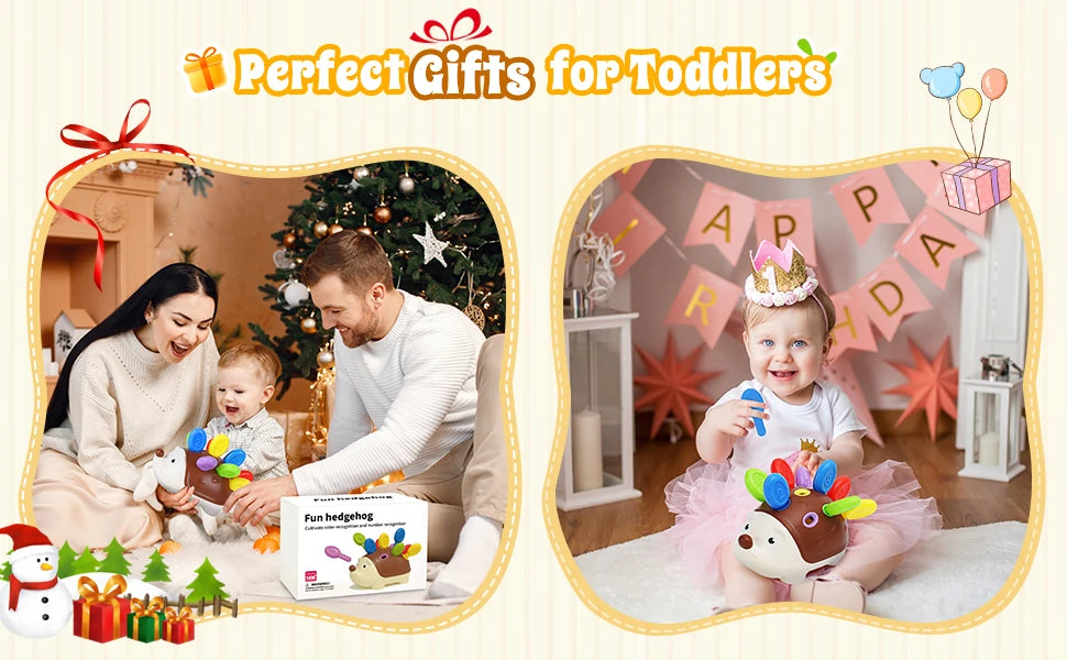 Sensory Hedgehog Toys Toddler Montessori Fine Motor Toys Baby Preschooler Educational Sensory Travel Toys for Age 1 2 3 4 Year