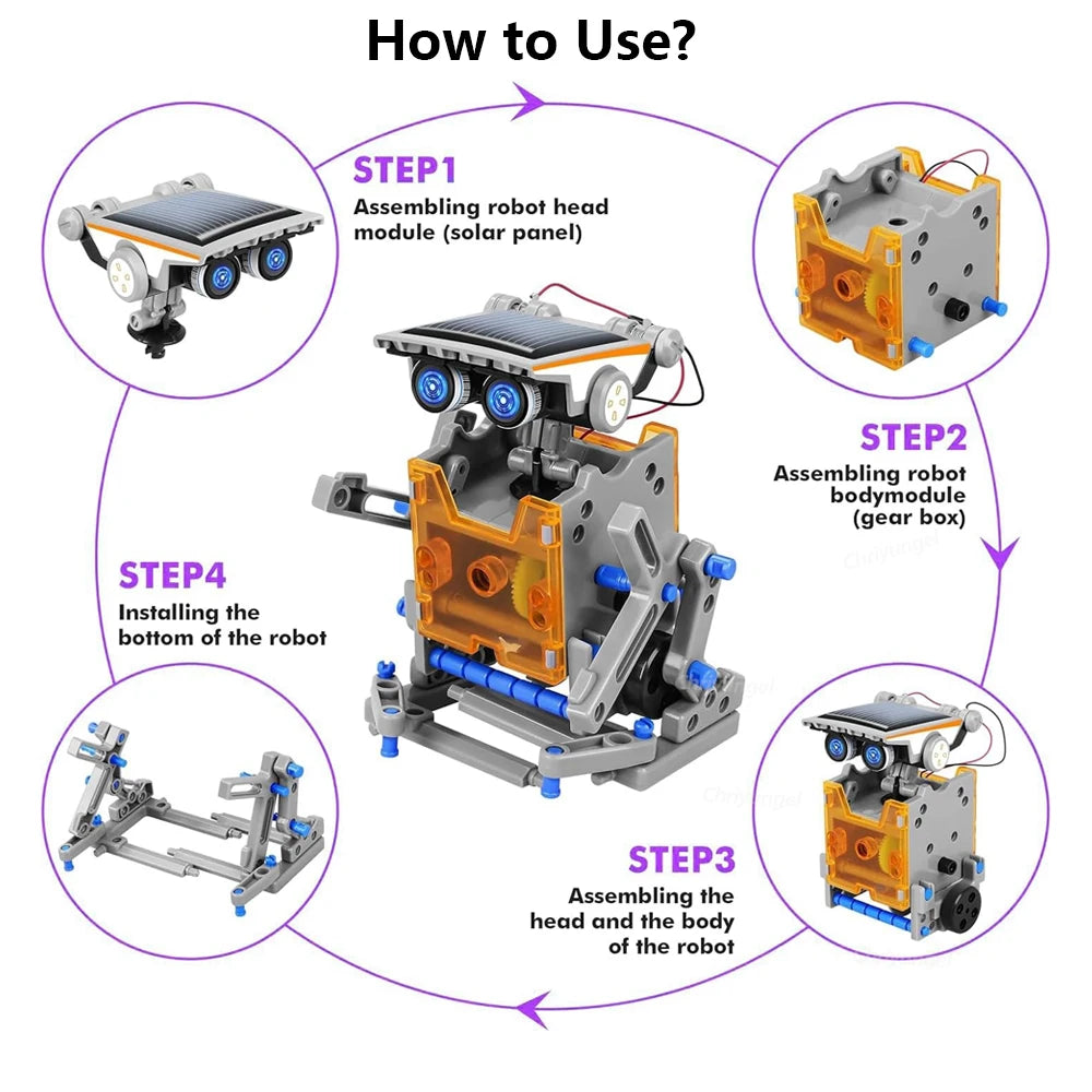 12-in-1 STEM Robot Building Kit Toys DIY Engineering Construction Set Educational Science Experiment Gift for Kids Teens