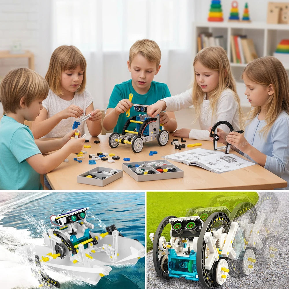 STEM Robot Kit 12 in 1 DIY Science Experiment Educational Learning Toys Engineering Technological Gadgets Gift for Kids Teens