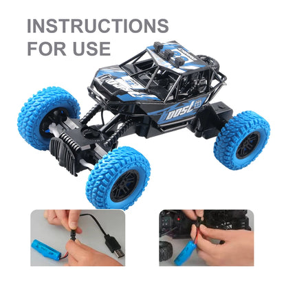 Remote control car with colorful flashing lights, rubber wheels, off-road toy car suitable for children's gifts