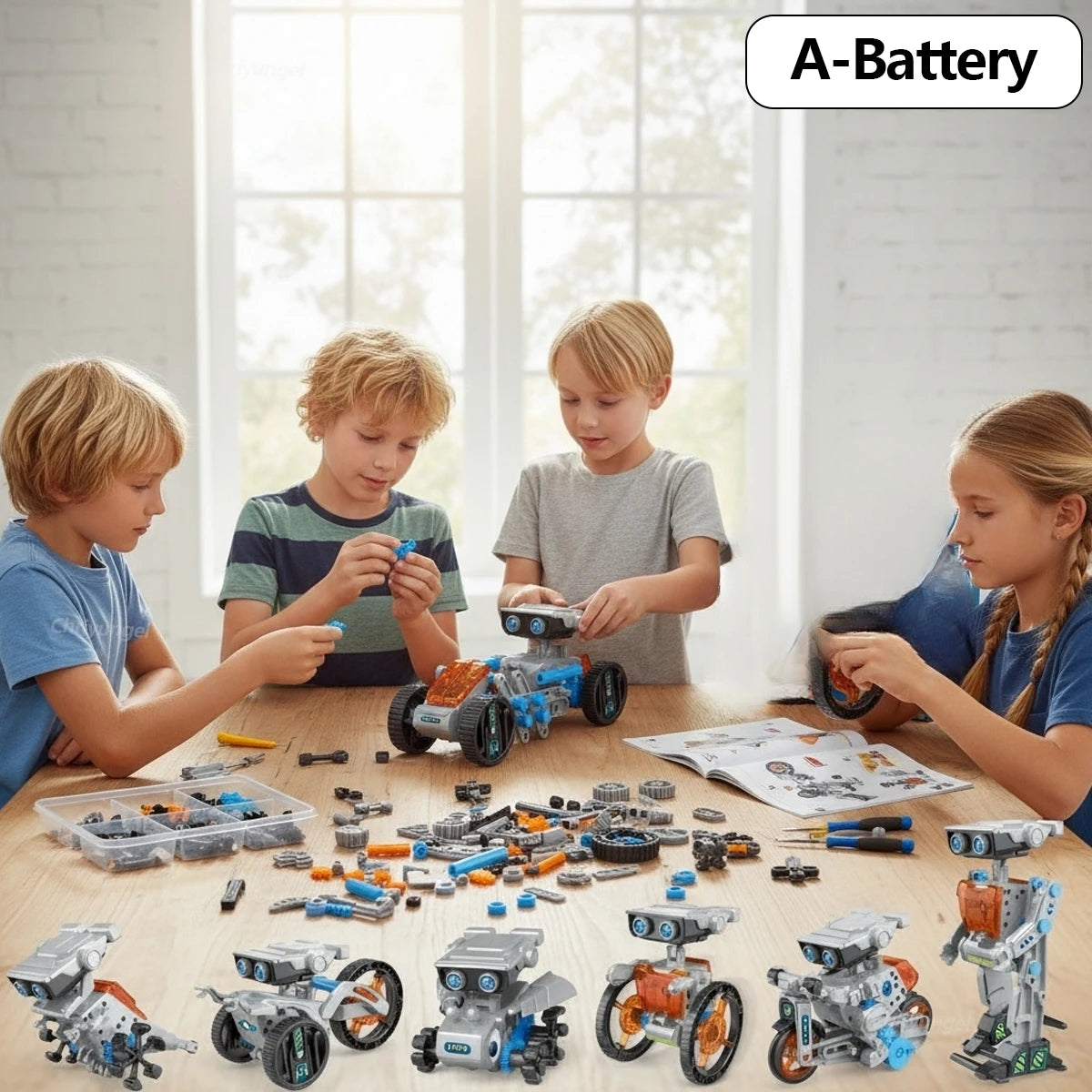 12-in-1 STEM Robot Building Kit Toys DIY Engineering Construction Set Educational Science Experiment Gift for Kids Teens