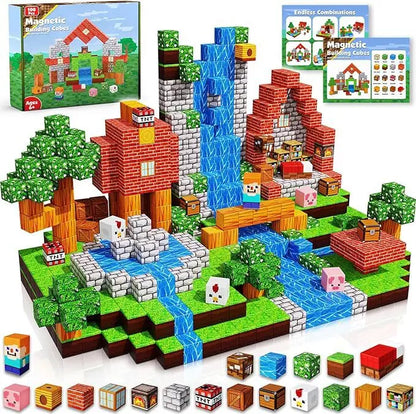 Magnetic Building Blocks Mine World Magnet Cube for Stacking Construction Set Educate Sensory Toys Kids Boys Girls Ages 3+ DIY