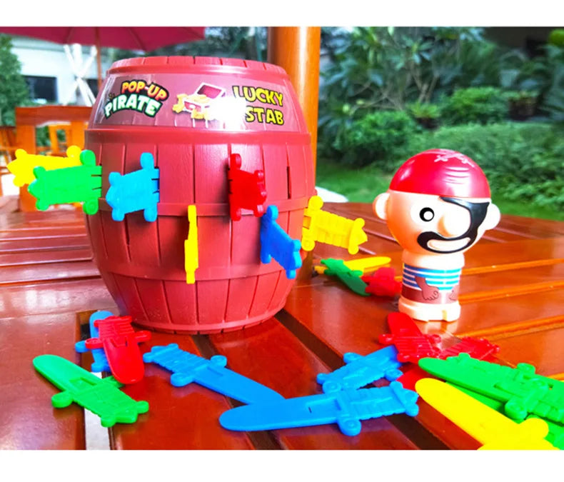 New Funny Pirate Barrel Toys Lucky Game Jumping Pirates Bucket Sword Stab Pop Up Tricky Toy Family Jokes For Child Kid Gift