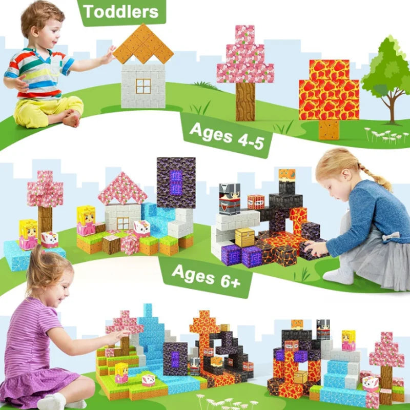 50-400pcs Mine Magnetic Building Block World Magnet Cube Set for Boys Girls Kid  DIY Model Children Sensory Toy Christmas Gift