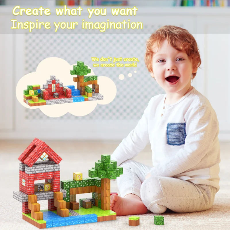 50-400pcs Mine Magnetic Building Block World Magnet Cube Set for Boys Girls Kid  DIY Model Children Sensory Toy Christmas Gift