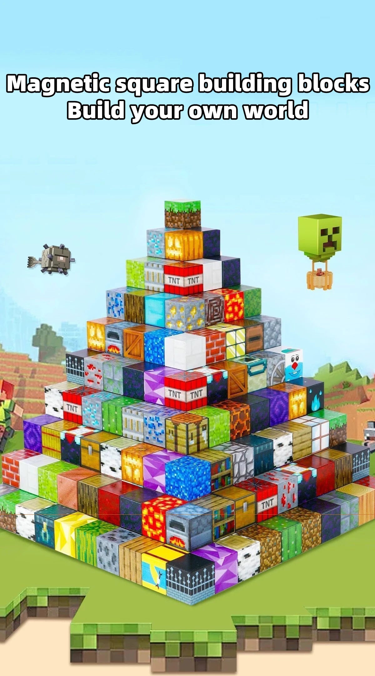 TNT Building Block Storage Box, Magnetic Building Blocks Toy, Building Block Set, Children's DIY Assembly Toy Building Blocks,