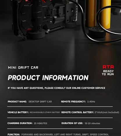 1:64 Desktop RC Drift Car 2.4G High-Speed Racing Car Four-Wheel Mini Desktop Remote Control Car Electric Toy for game party gift