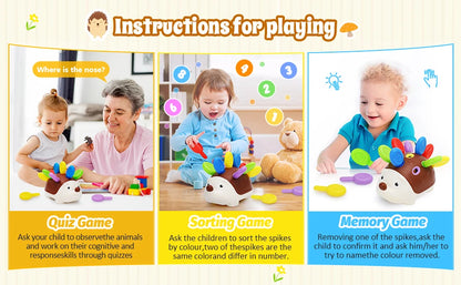 Sensory Hedgehog Toys Toddler Montessori Fine Motor Toys Baby Preschooler Educational Sensory Travel Toys for Age 1 2 3 4 Year