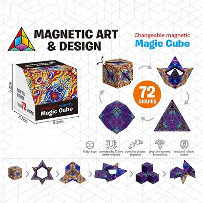 3D Dreamy Changeable Magnetic Magic Square Infinite Flippig Geometry Puzzle Game Antistress Fidget Toy Children Birthday Gift
