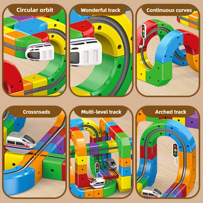 Children Magic Track Train Electric Assembled Building Blocks Magnetic Rail Car Maze Educational Toys for Kids Christmas Gifts