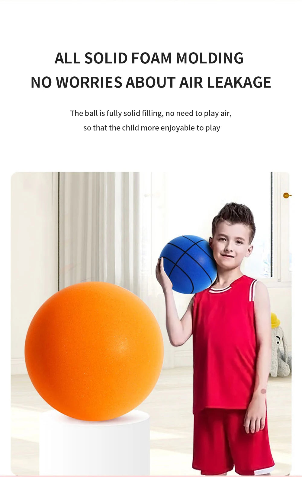 Diameter 24/22/18cm Silent High Density Foam Sports Ball Indoor Mute Basketball Soft Elastic Ball Children Sports Toy Games