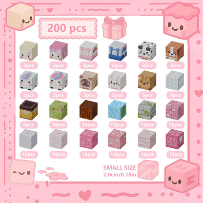 Magnetic Building Blocks Mine World Magnet Pink Girly Heart Blossom Cave Plant Zombies Cubes Set Brick Cube Toys Children Gifts