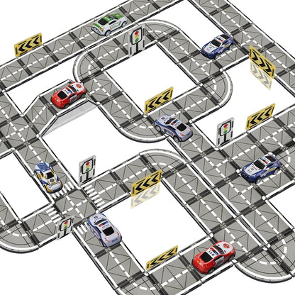 Magnetic Tiles Road Set with Pullback Car Magnet Building Tile Creative STEM Building Toy Learning Educational Toy for Kids Gift
