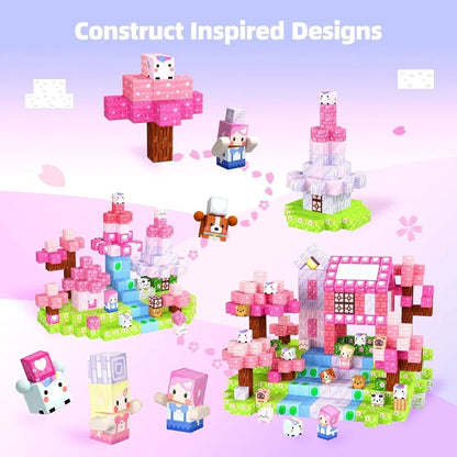 Magnetic Building Blocks Mine World Magnet Pink Girly Heart Blossom Cave Plant Zombies Cubes Set Brick Cube Toys Children Gifts