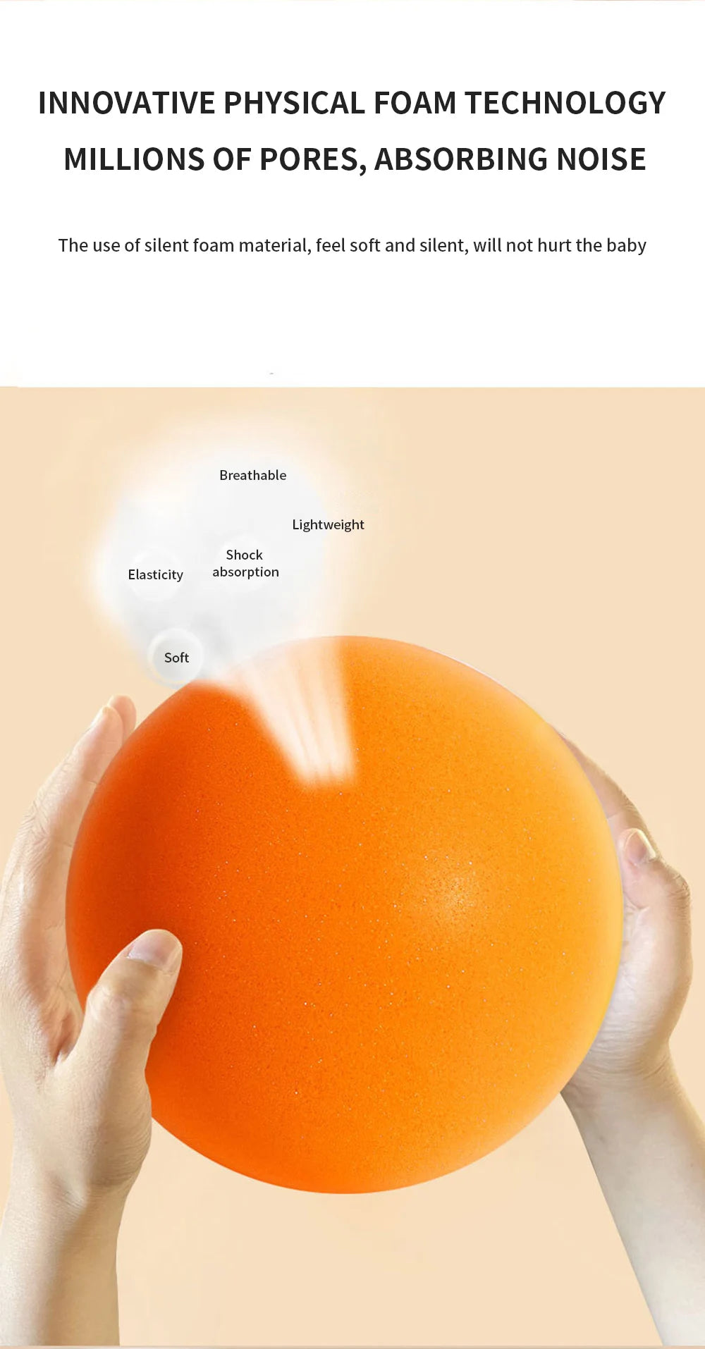 Diameter 24/22/18cm Silent High Density Foam Sports Ball Indoor Mute Basketball Soft Elastic Ball Children Sports Toy Games