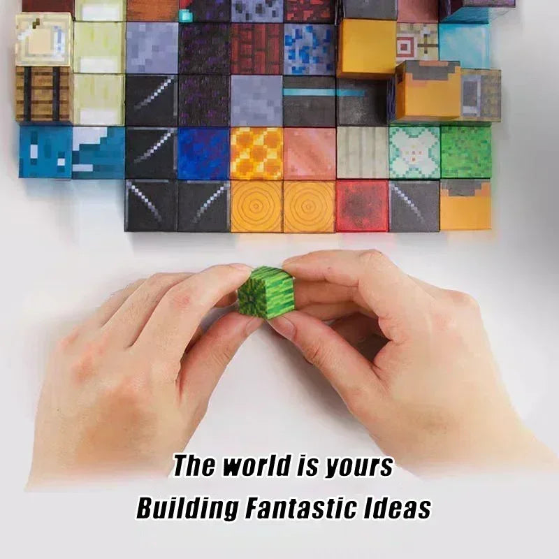 Magnetic Building Blocks Mine World Montessori Educational STEM Sensory Toy for Magnet Cube Kids Boys Girls Ages 3+ DIY Toy Gift