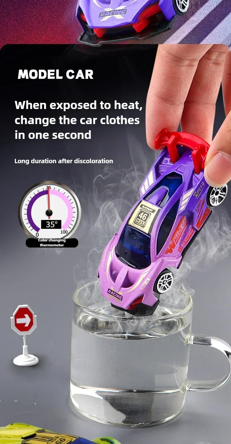 1:64 Magic Color Changing Racing Car Model Temperature Sensitive Inertia Pull Back Cars Toys Crash-Resistant Durable Boys Gift