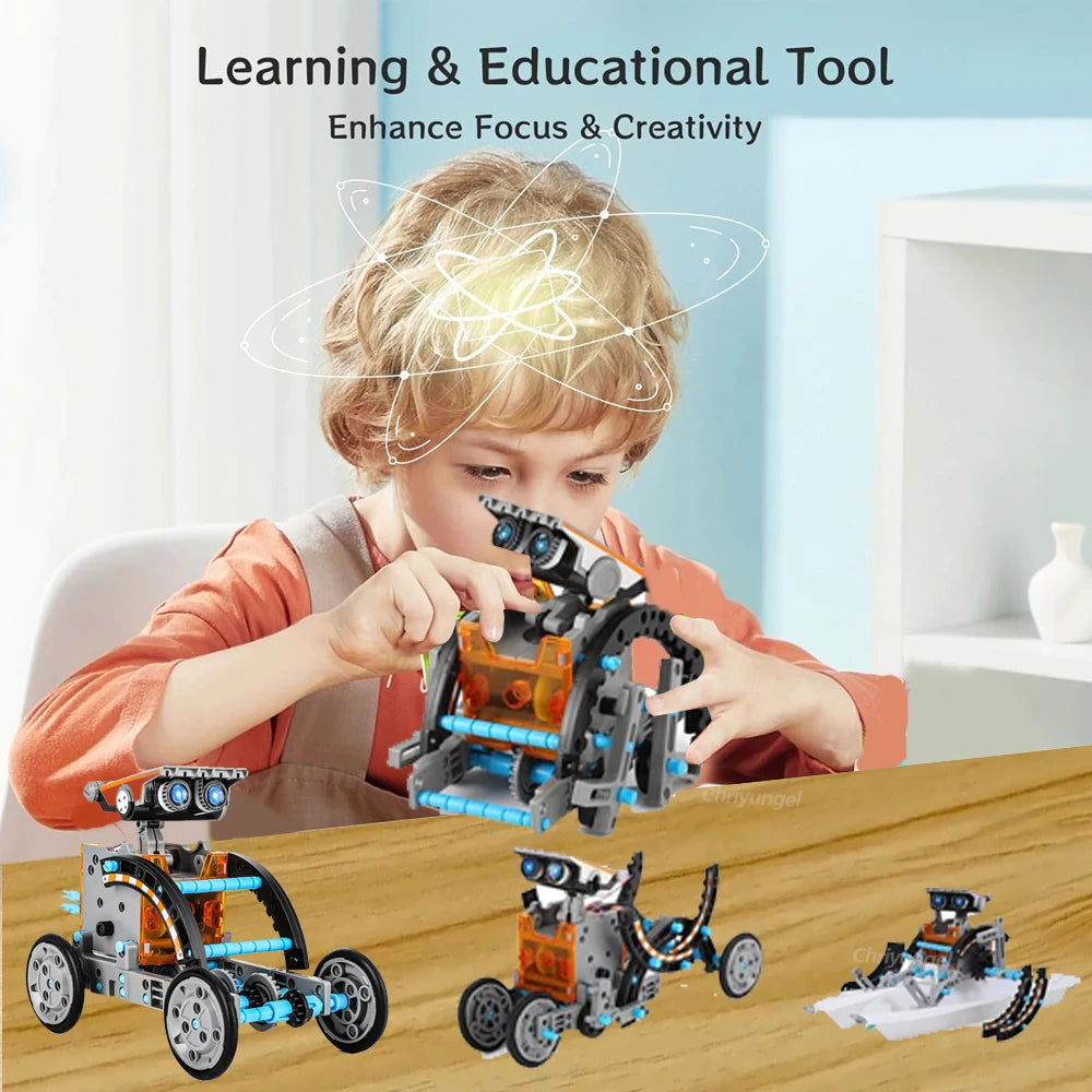 12-in-1 STEM Robot Building Kit Toys DIY Engineering Construction Set Educational Science Experiment Gift for Kids Teens