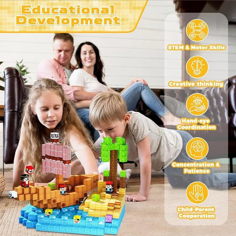 10-500PCS Magnetic Building Blocks Magnet Set Bricks Mini World STEM Construction DIY Educational Toys For Kids Birthday Gifts