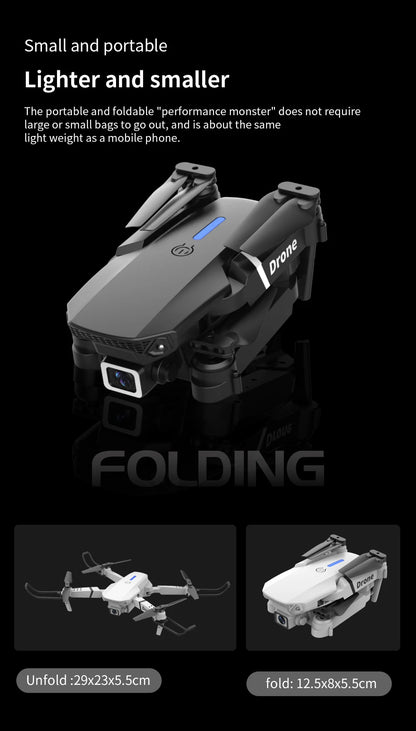 Professional Drone E88 4k wide-angle HD camera WiFi fpv height Hold Foldable RC quadrotor helicopter Camera-free children's toys
