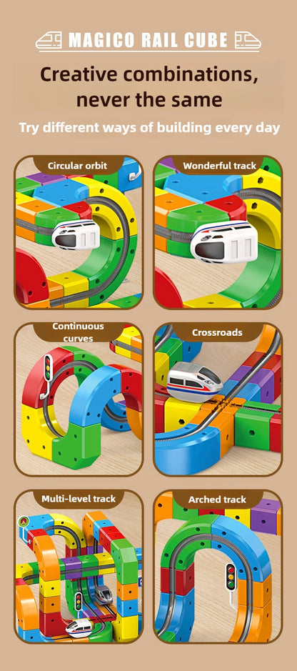 Children Magic Track Train Electric Assembled Building Blocks Magnetic Rail Car Maze Educational Toys for Kids Christmas Gifts