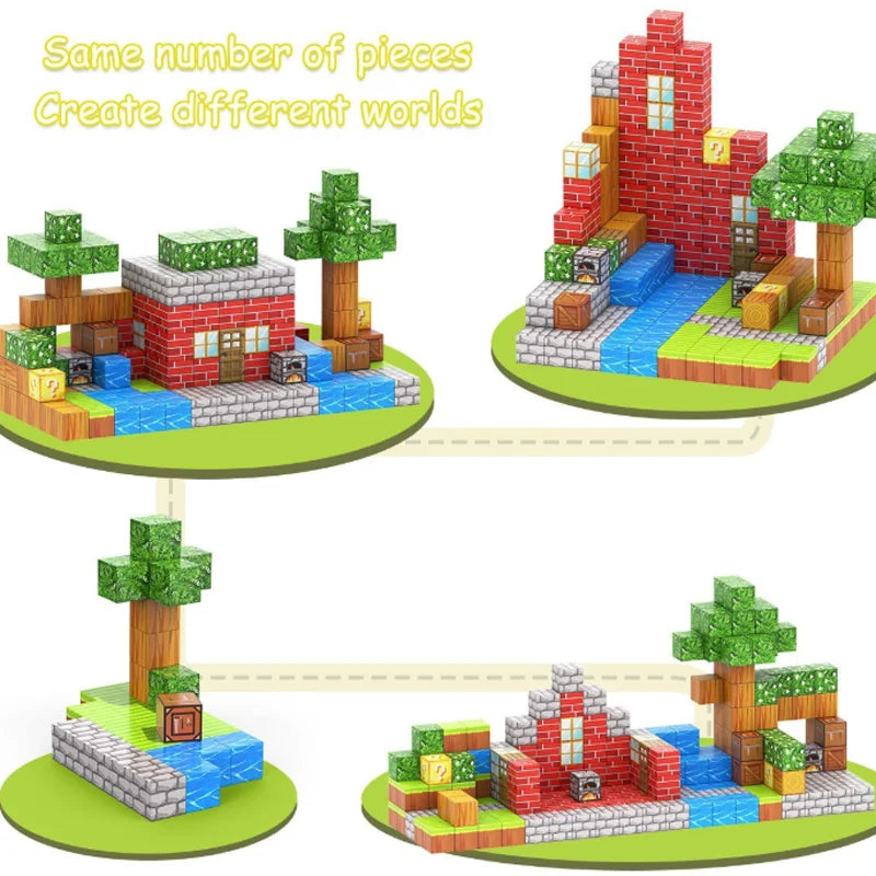 50-400pcs Mine Magnetic Building Block World Magnet Cube Set for Boys Girls Kid  DIY Model Children Sensory Toy Christmas Gift