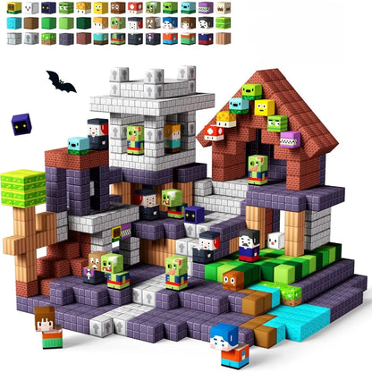 Magnetic Building Blocks Mine World Magnet Pink Girly Heart Blossom Cave Plant Zombies Cubes Set Brick Cube Toys Children Gifts