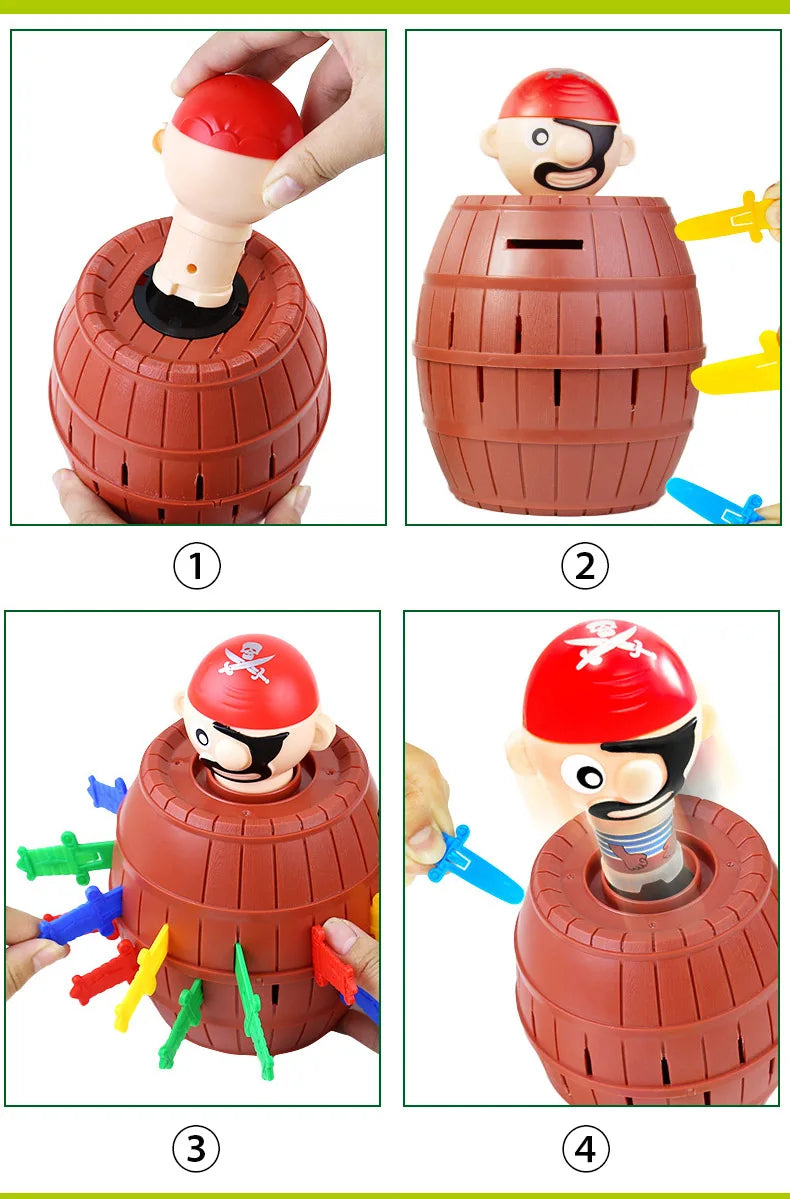 New Funny Pirate Barrel Toys Lucky Game Jumping Pirates Bucket Sword Stab Pop Up Tricky Toy Family Jokes For Child Kid Gift