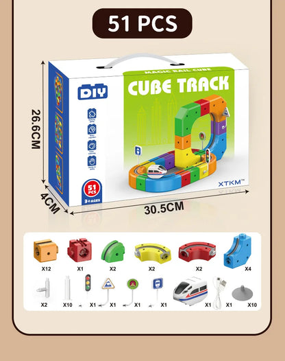 Children Magic Track Train Electric Assembled Building Blocks Magnetic Rail Car Maze Educational Toys for Kids Christmas Gifts