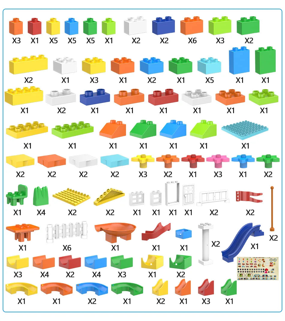 100PCS Big Particle Roof Blocks Compatible City House Big Size Slide Building Blocks Castle Brick Toys For Children