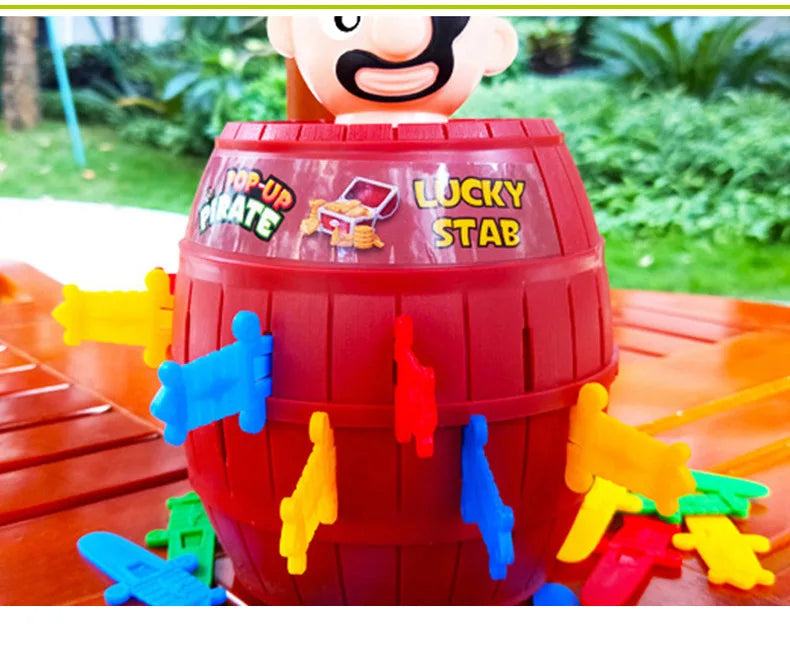 New Funny Pirate Barrel Toys Lucky Game Jumping Pirates Bucket Sword Stab Pop Up Tricky Toy Family Jokes For Child Kid Gift