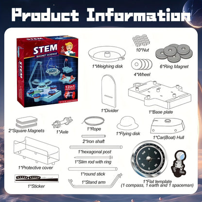 STEM Physics Kit – 12-in-1 Anti-Gravity Magnetic Levitation Set, Science Toys for Teens | Birthday & Eid Gift Magnetic Toy Set