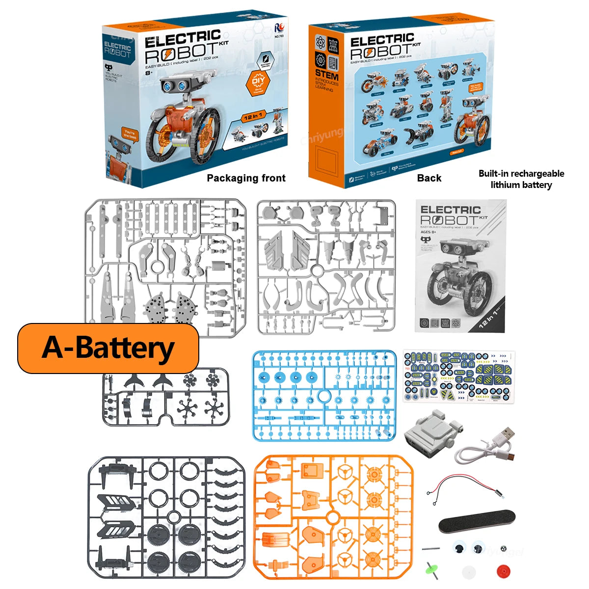 12-in-1 STEM Robot Building Kit Toys DIY Engineering Construction Set Educational Science Experiment Gift for Kids Teens
