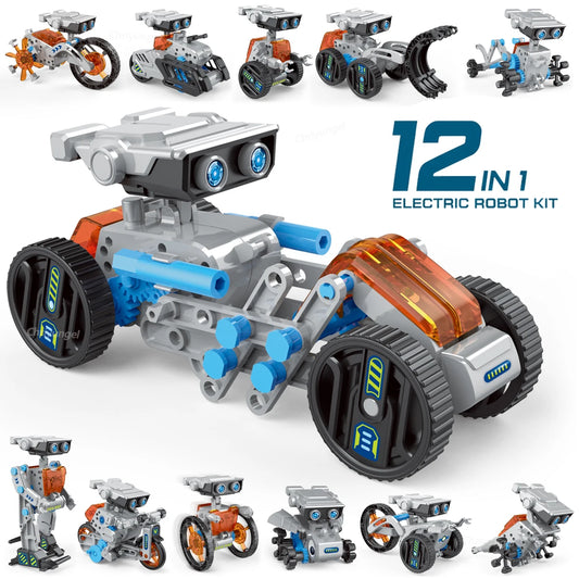 12-in-1 STEM Robot Building Kit Toys DIY Engineering Construction Set Educational Science Experiment Gift for Kids Teens
