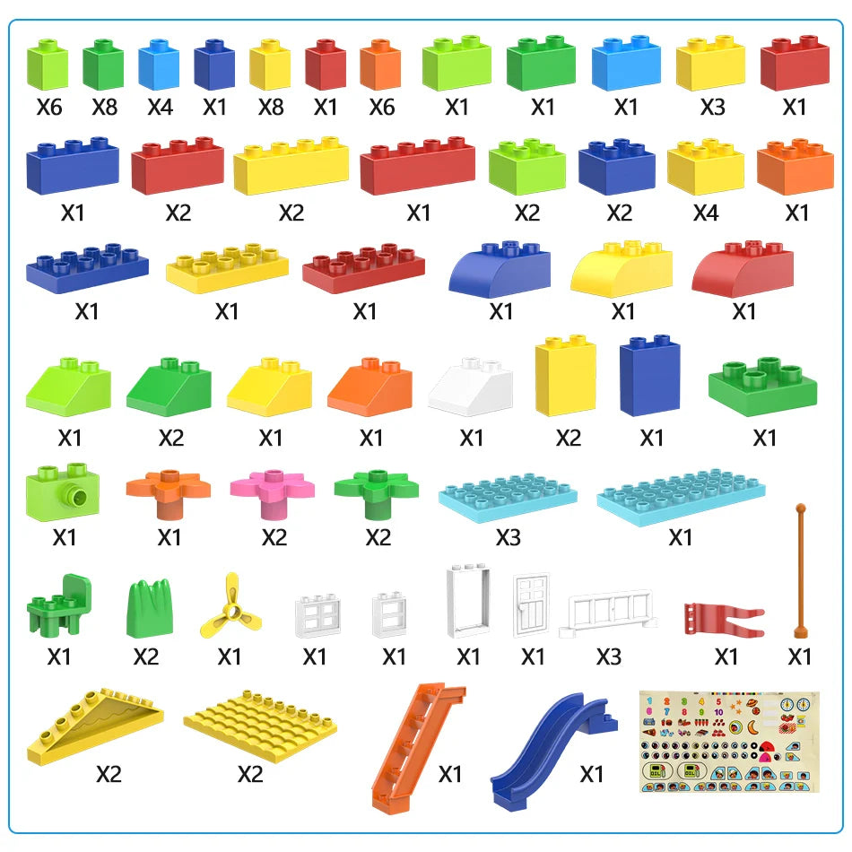 100PCS Big Particle Roof Blocks Compatible City House Big Size Slide Building Blocks Castle Brick Toys For Children