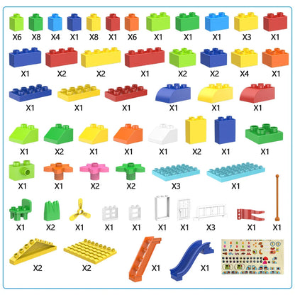 100PCS Big Particle Roof Blocks Compatible City House Big Size Slide Building Blocks Castle Brick Toys For Children