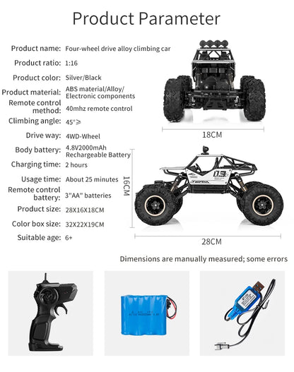 Oike RC Car Remote Control Climbing Vehicle Outdoor All Terrain Off-road Trucks 4WD Racing Drift Cars Toy Gift for Kids Adults