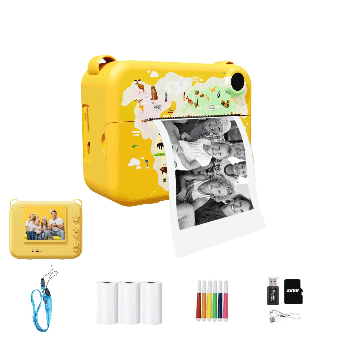 Digital Children Camera Photography Instant Print Photo Kids Video Recorder Mini Thermal Printer Video Educational Birthday Gift