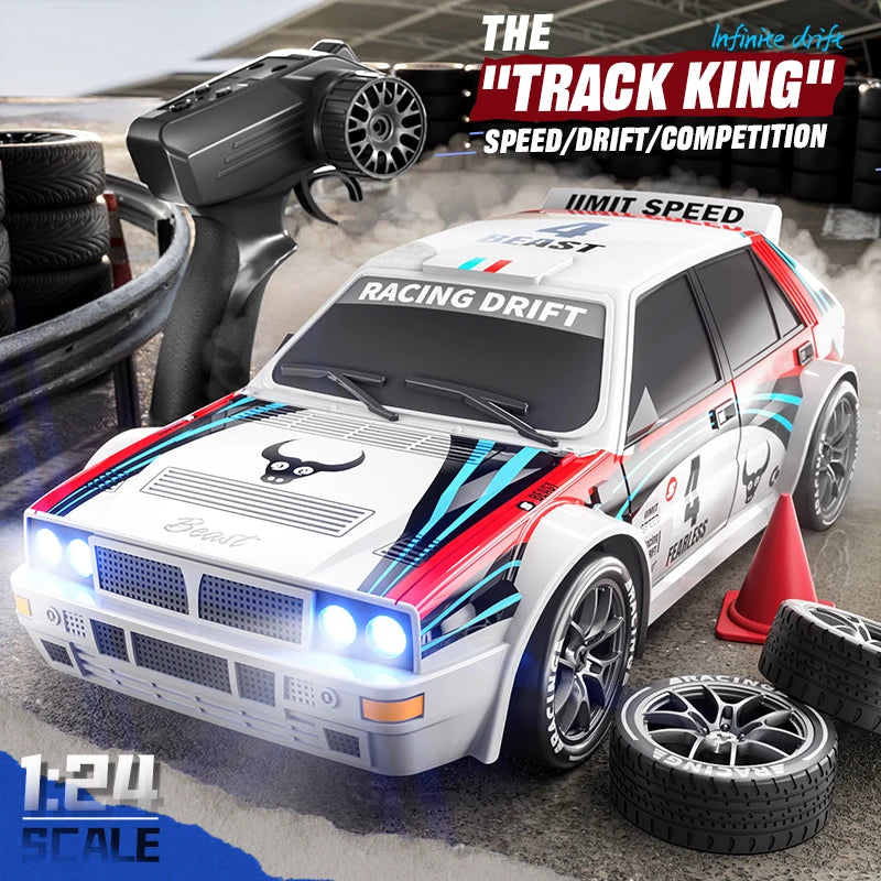 2025 New 4WD RC Car 1:24 Scale Four-wheel Drive Drift With Two Speed Settings 20 km/h LED Light Children Toys Rechargeable SG204
