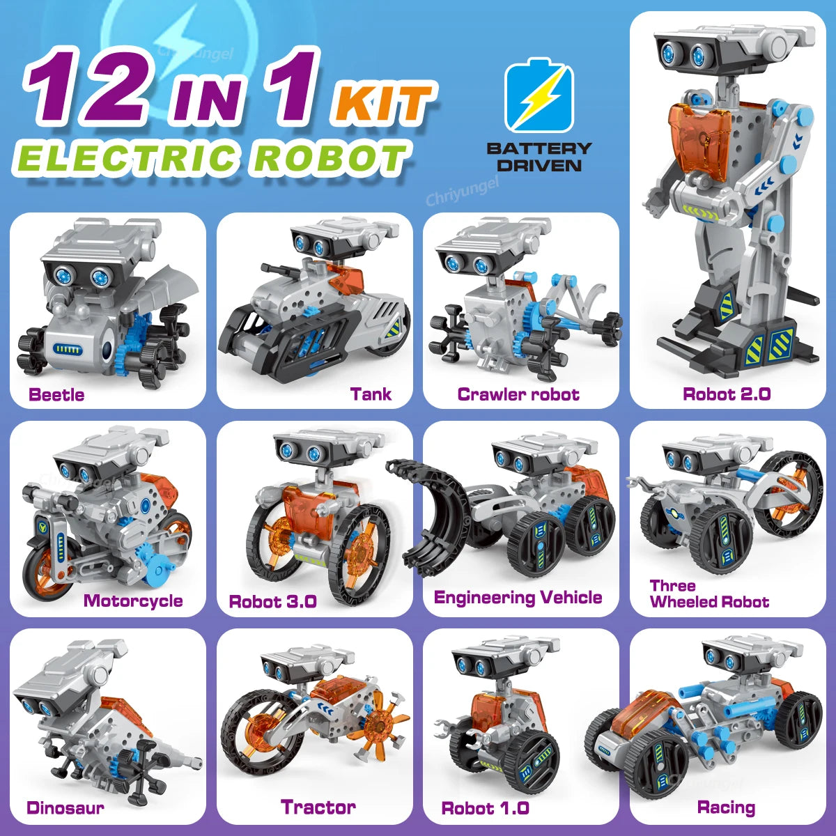 STEM Robot Kit 12 in 1 DIY Science Experiment Educational Learning Toys Engineering Technological Gadgets Gift for Kids Teens