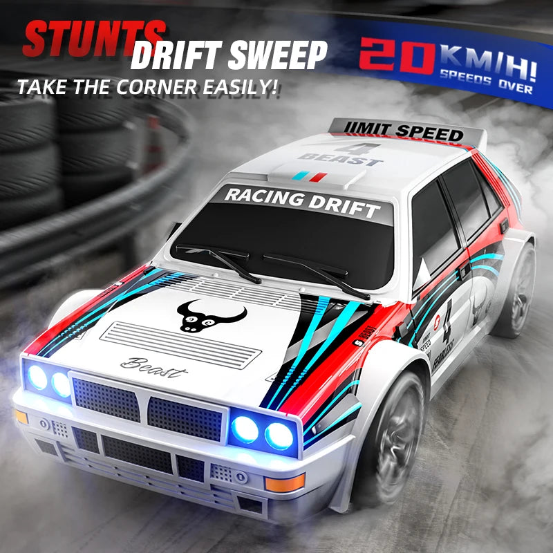 2025 New 4WD RC Car 1:24 Scale Four-wheel Drive Drift With Two Speed Settings 20 km/h LED Light Children Toys Rechargeable SG204