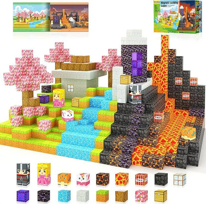 Magnetic Building Blocks Mine World Magnet Cube for Stacking Construction Set Educate Sensory Toys Kids Boys Girls Ages 3+ DIY