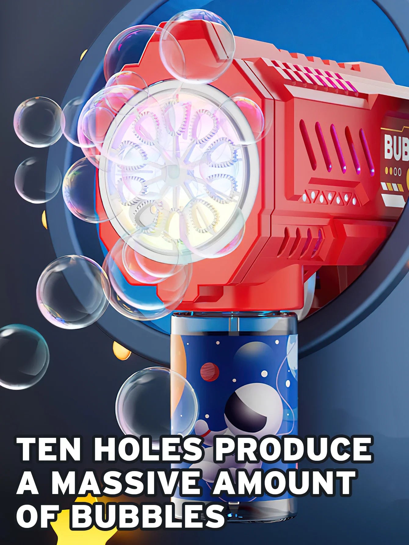 Children bubble machine glowing toy fully automatic bubble gun produces a large amount bubbles without battery and bubble water
