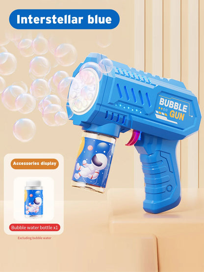 Children bubble machine glowing toy fully automatic bubble gun produces a large amount bubbles without battery and bubble water