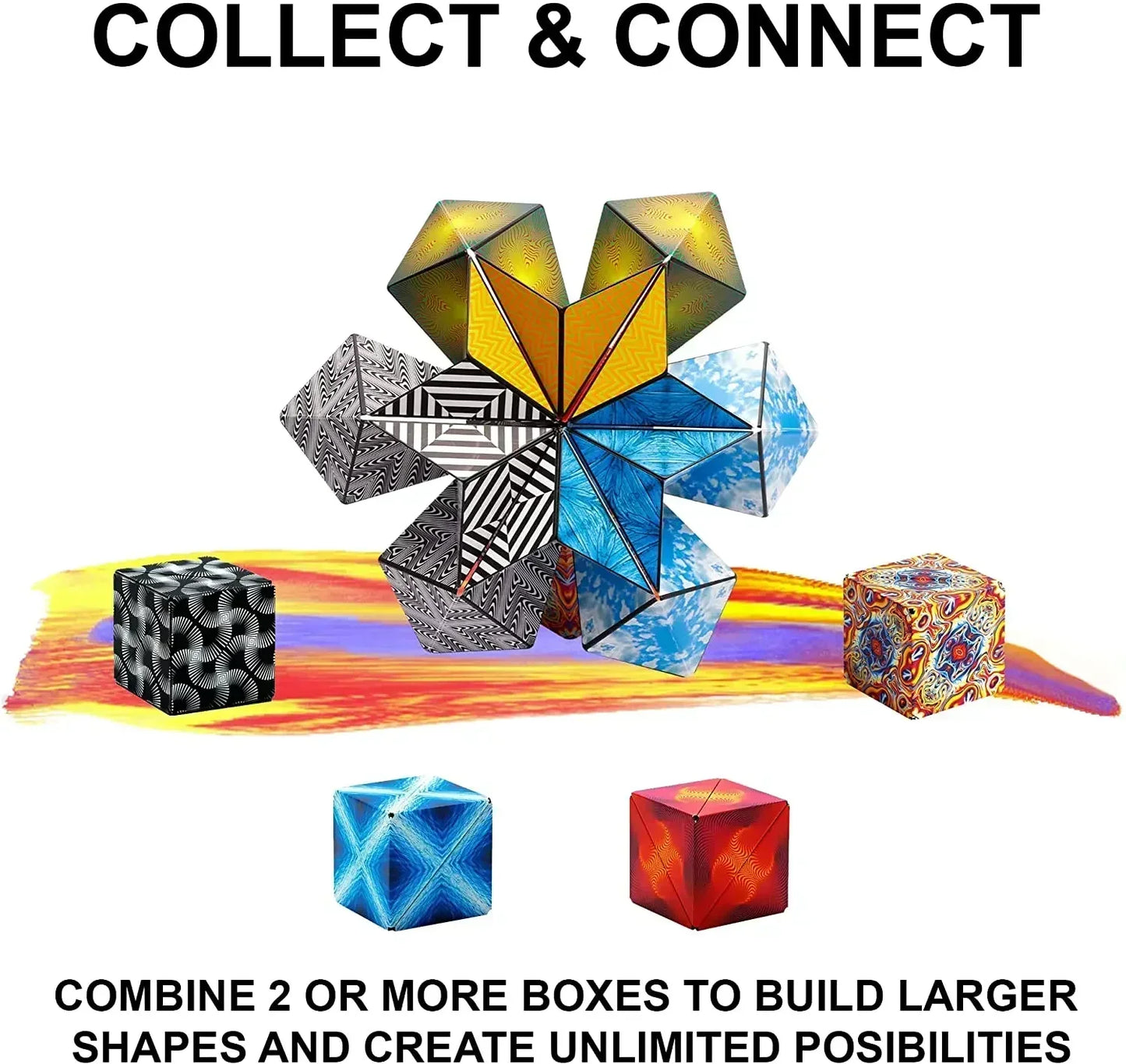 3D Dreamy Changeable Magnetic Magic Square Infinite Flippig Geometry Puzzle Game Antistress Fidget Toy Children Birthday Gift